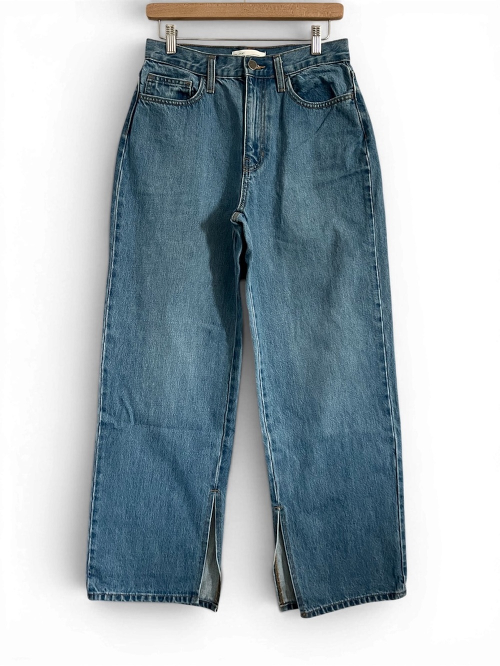 Oak + Fort Wide Leg Jeans Split Hem High Rise Organic Cotton Size 28 - Picture 1 of 8